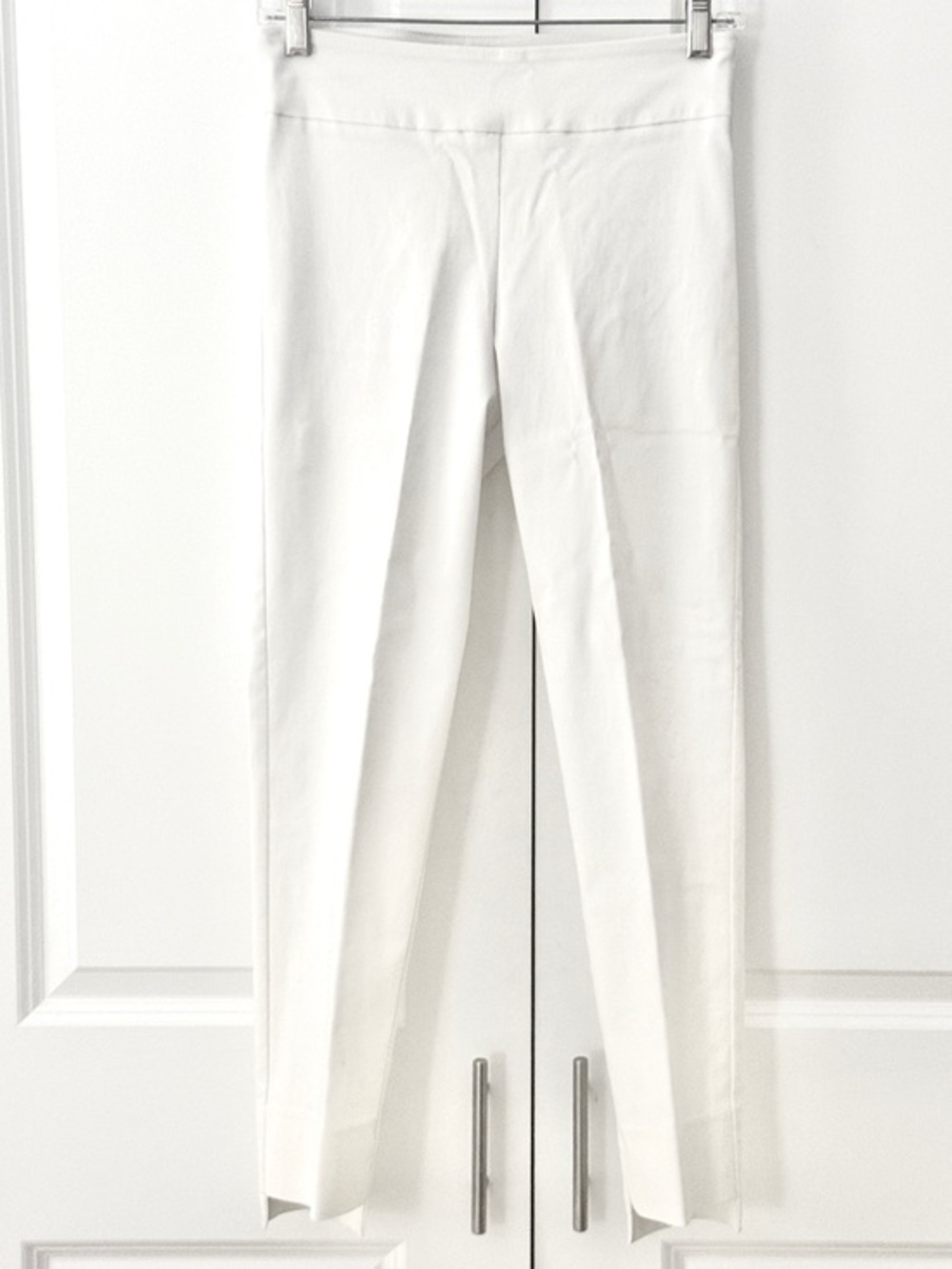 Estelle and Finn White Slim Ankle Pull On Pants Minimalist Stretch Cigarette  4
